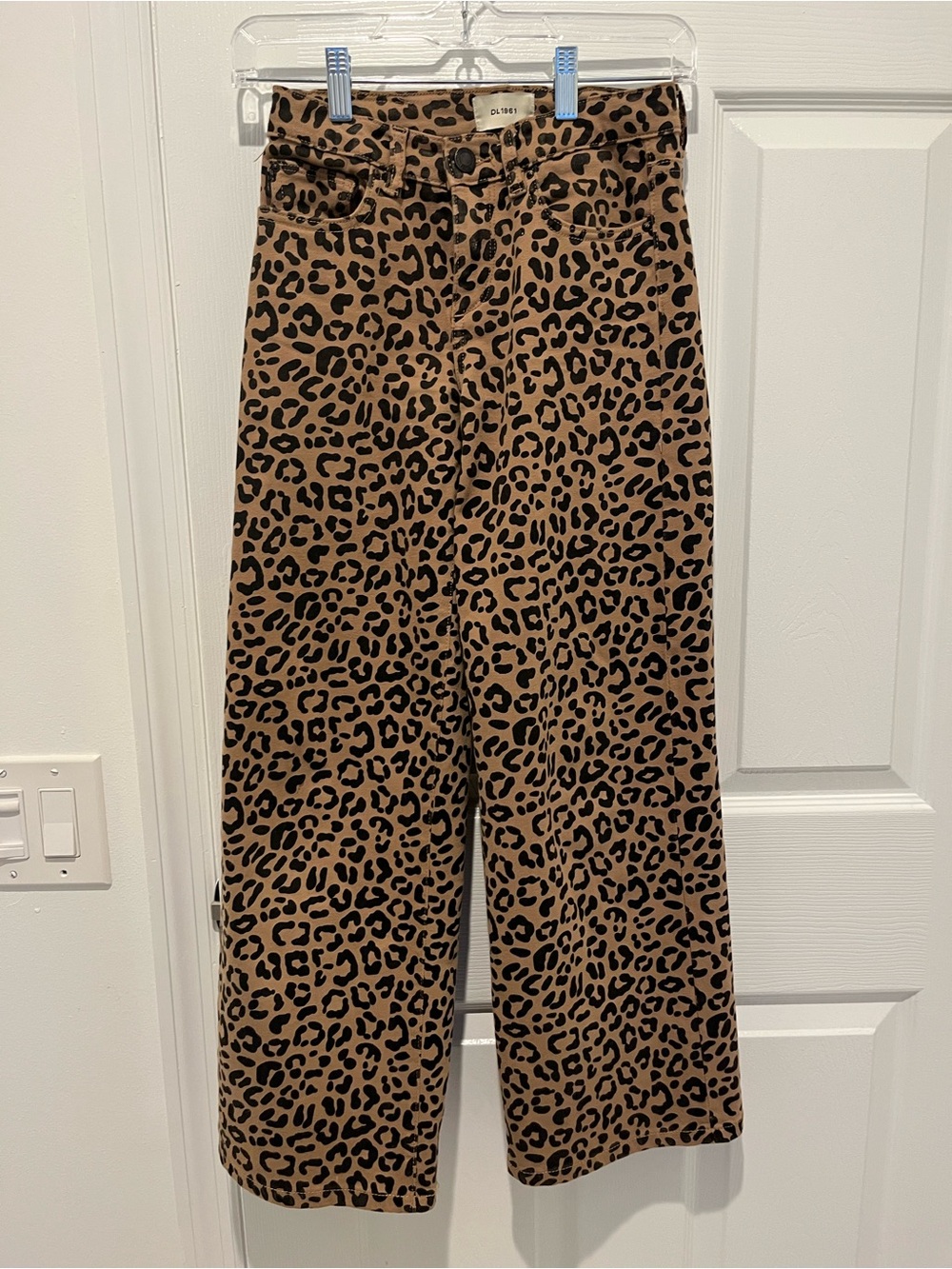DL1961 Girls' Leopard Print Wide Leg Jeans - Brown/Black